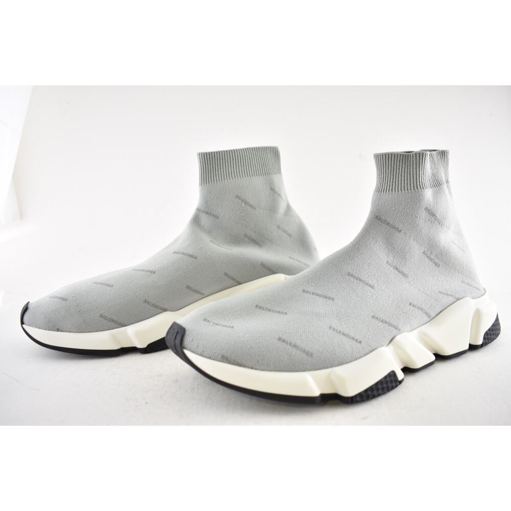 Balenciaga Mens Speed Sock Grey Reflective All Over Logo High Top Sneaker 44 11 - Picture 10 of 12